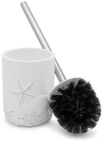 Portascopino da appoggio in resina bianco con setole nere  Coral