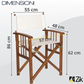 Set 2 Sedie da Regista Pieghevoli in Legno da Esterno Richiudibili con Braccioli 52x50x83h