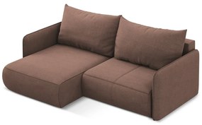 Divano angolare rosa allungabile/con contenitore (con penisola a sinistra) Nanea – Makamii