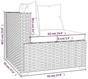 Set Divani da Giardino 8 pz con Cuscini in Polyrattan Marrone