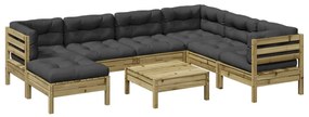 Set divani da giardino 8pz con cuscini legno impregnato di pino