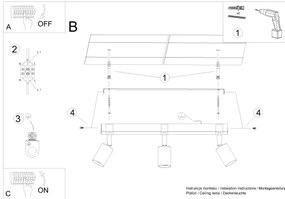 Sollux SL.1297 - Faretto ZUCA 3xE27/15W/230V nero