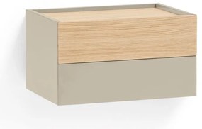 Comodino beige/tonalità naturale con decoro in rovere Otto - Teulat