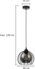 Lampadario a sospensione con filo SOLO BLACK 1xE27/60W/230V