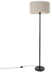 Lampada da terra nera con paralume bouclè tortora 50 cm - Simplo
