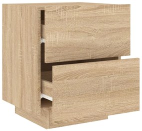 Comodini con Luci LED 2pz Rovere Sonoma in Legno Multistrato