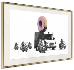 Poster  Banksy: Donuts (Strawberry)  Cornice Quadri Cornice d'oro con passe-partout, Larghezza x Altezza Home decor 30x20