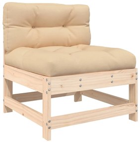 Set divani da giardino 4 pz con cuscini in legno massello