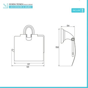 Porta rotolo a muro con coperchio e supporto in acciaio cromato Facile