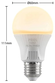 PRIOS Lampadina LED E27 A60 11W bianco 3.000K