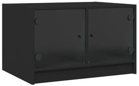 Tavolino da salotto con ante in vetro nero 68x50x42 cm