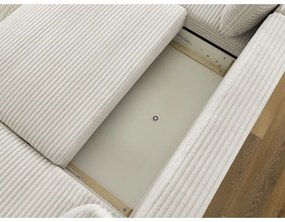 Divano angolare color crema allungabile (con penisola a destra/a forma di "U") con rivestimento in velluto a coste Lucien – Bobochic Paris