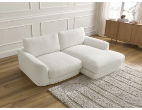 Divano angolare bianco (con penisola a destra/con chaise lounge) con rivestimento in bouclé Leonore – Bobochic Paris