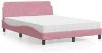 Letto con Materasso Rosa 140x190 cm in Velluto 3208396