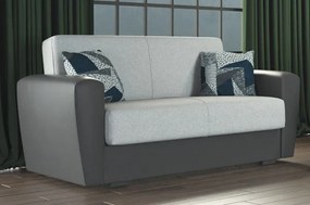 Divano Letto Miami 2 Posti (162x66x80 cm) in Ecopelle e Tessuto, Grigio