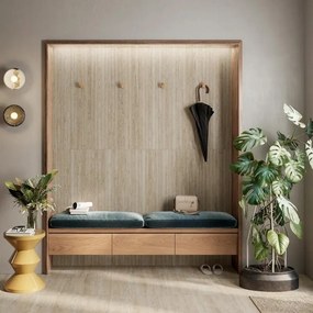 Piastrella da parete esterna e interna in gres naturale 20 x 120 cm rettificato smaltato beige travertino opaco Pompei Aureo R10 traffico molto intenso (pei 5/5) Sp. 9 mm 0.96 mq