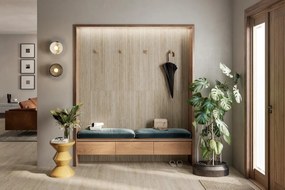 Piastrella da rivestimento interno ed esterno 20 x 120 cm Sp. 9 mm rettificato Pompei Aureo in gres naturale smaltato opaco beige travertino traffico molto intenso (pei 5/5) R10 0.96 mq