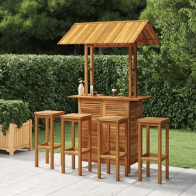 Set da bar per giardino 5 pz in legno massello di acacia