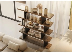 Libreria marrone-nera in noce 163x172 cm Step - TemaHome