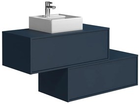 Mobile per bagno sospeso con lavabo singolo e due cassetti 94 cm Blu notte - TEANA II