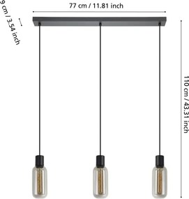 Eglo 901005 - Lampadario a sospensione su cavo MAIONE 3xE27/4W/230V nero/fumé