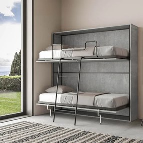 Letto a castello scomparsa orizzontale - KANDO doppio Cemento