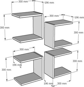 Set 4 Mensole A Parete Design Moderno Rovere Scuro Effetto Legno Base