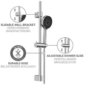 Set per doccia color argento lucido in acciaio inox con doccetta/con supporto scorrevole 70 cm Softwater – Wenko