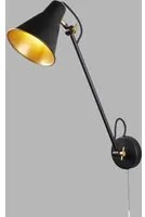 Applique Moderna Braccio Oscillante Acciaio Nero Oro 1 Luce E27