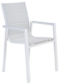 Sedia da giardino in alluminio con braccioli Orion Gamma II NATERIAL, seduta in textilene bianco