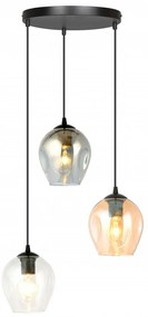 Lampadario a Sospensione in Acciaio e Vetro ISTAR 3 BL PREMIUM 3xE27 Colore delle Sfere Grafite, Trasparente, Ambrata