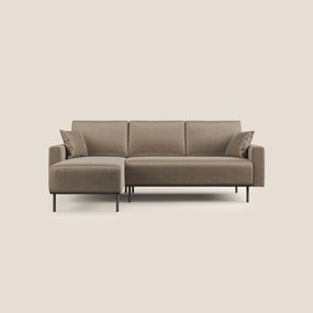 Arthur divano moderno angolare in velluto morbido impermeabile T01 marrone