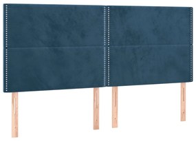 Testiera a led blu scuro 180x5x118/128 cm in velluto