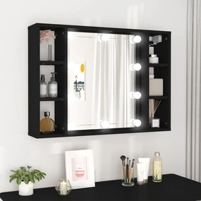 Mobile A Specchio Con Led Nero 76x15x55 Cm /