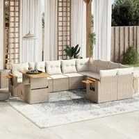 Set Divano da Giardino 10 pz con Cuscini Beige in Polyrattan 3273683