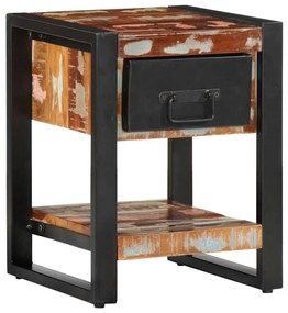 Comodino Multicolore 35x34x45 Cm İn Legno Massello Recupero /