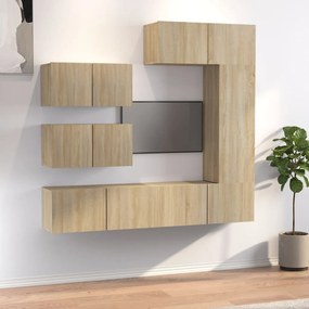 Set Di Mobili Porta Tv 6 Pz Rovere Sonoma İn Legno Multistrato /