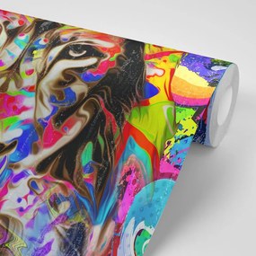 Carta da parati – Testa di leone colorata