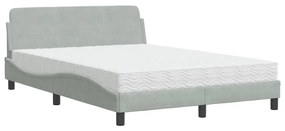 Letto con materasso grigio chiaro 140x190 cm in velluto