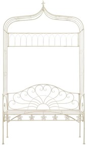 Panchina da giardino 122 cm in ferro bianco anticato