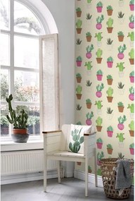 Fotomurale ESTA Cactus, verde rosa e beige 138X279 cm