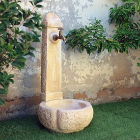 Fontana da Giardino Senza Rubinetto in Cemento Granulato di Marmo Catania Nocciola...