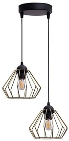 Lampadario a sospensione con filo CEED GOLD 2xE27/60W/230V diametro 28 cm nero/oro