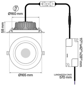 Faro da incasso 20W, Foro Ø160mm,Bianco Variabile con driver Philips Colore Bianco Variabile CCT