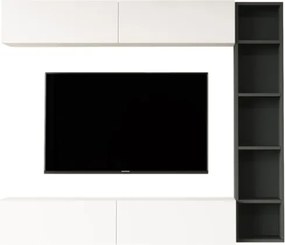 Mobile TV Sospeso Con Ripiani Laterali E Modulo Superiore Zen Bianco E Antracite