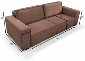 Divano letto 3 posti con contenitore RONDA rosso