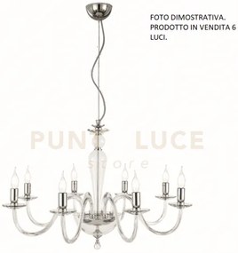 Lampadario paganini 6 luci cristallo cromo attacco e14 d.70cm