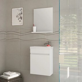 Kamalu - Specchio con mensola 40 cm colore bianco opaco | LAC-POLIS-40-B