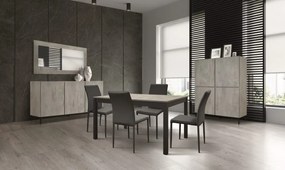 Tavolo TROPEA in legno, finitura rovere rustico e metallo verniciato antracite, allungabile 120&#215;80 cm &#8211; 170&#215;80 cm