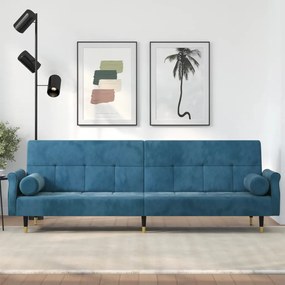 Divano Letto Con Cuscini Blu İn Velluto /